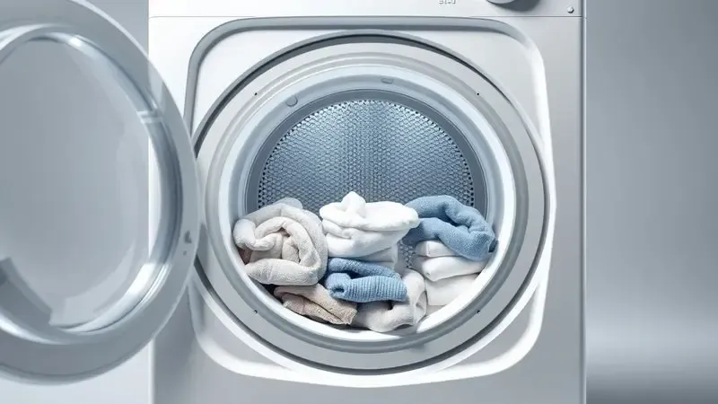 Ilustração conceitual mostrando diferentes capacidades de carga em máquina lava e seca