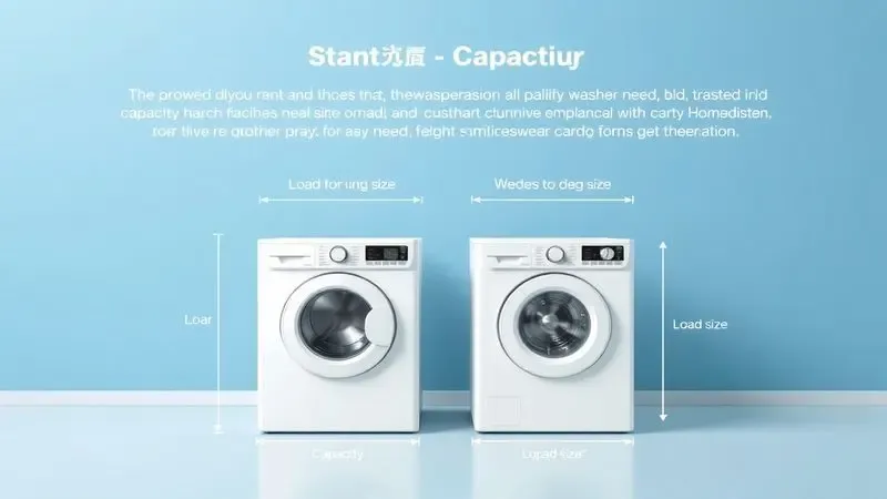 Ilustração conceitual demonstrando como determinar a capacidade ideal de lava e seca baseada no tamanho da família