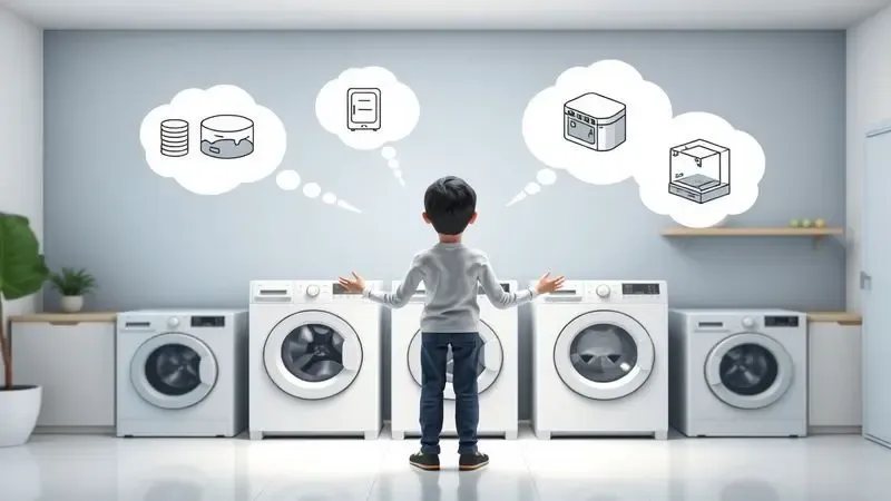 Conceito visual de como escolher a melhor máquina de lavar e secar