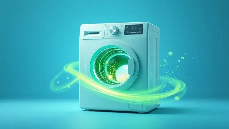 Ilustração conceitual de eficiência energética e desempenho sustentável em eletrodomésticos