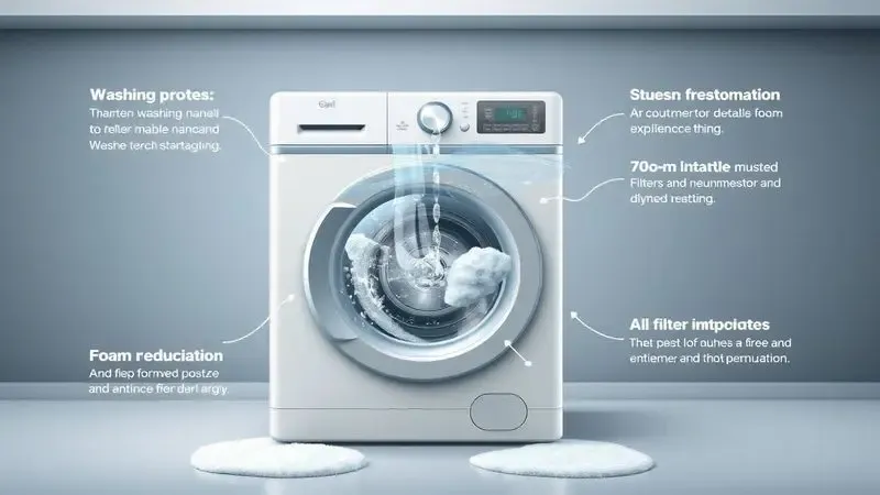 Diagrama ilustrativo dos passos para resolver erro SUD em lavadora com limpeza e manutenção