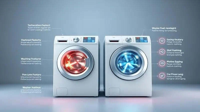 Ilustração comparativa de diferenciais tecnológicos entre modelos de lava e seca