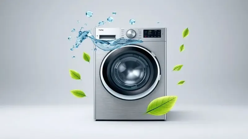 Ilustração conceitual de eficiência energética e economia de água em lava e seca.