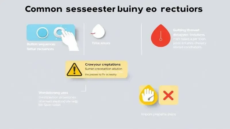 Representação visual de erros comuns durante procedimentos de reset em eletrodomésticos