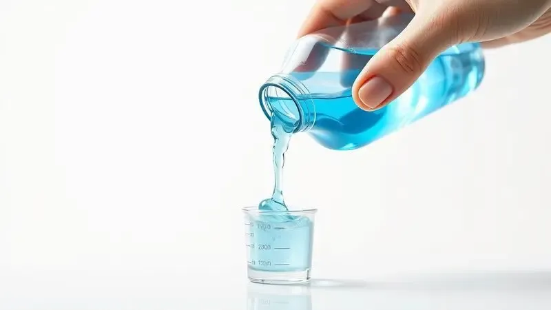 Mão medindo quantidade correta de sabão líquido em copo dosador para lavadora