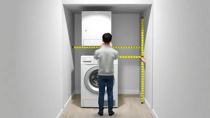Ilustração conceitual de medição de espaço para instalação de lava e seca