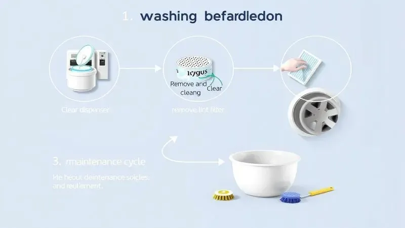 Diagrama ilustrativo dos passos para limpeza completa da máquina de lavar