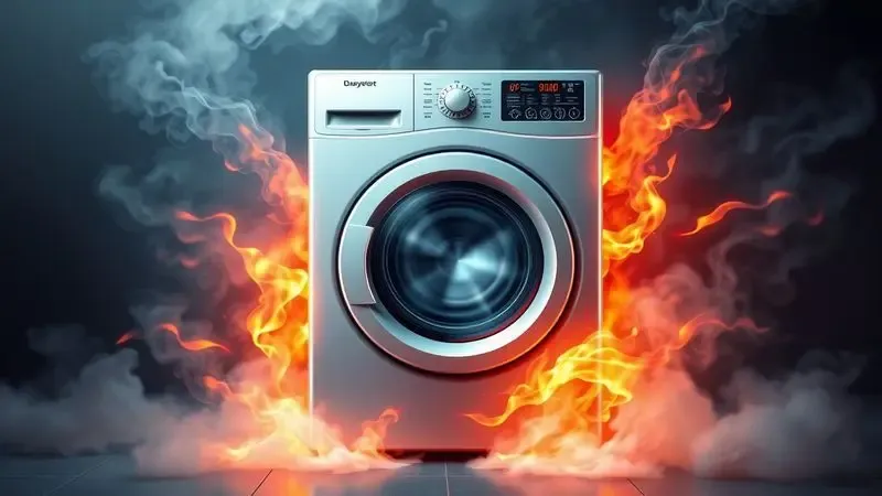 Visualização conceitual de perigos de vapor e calor ao abrir lava e seca em funcionamento.