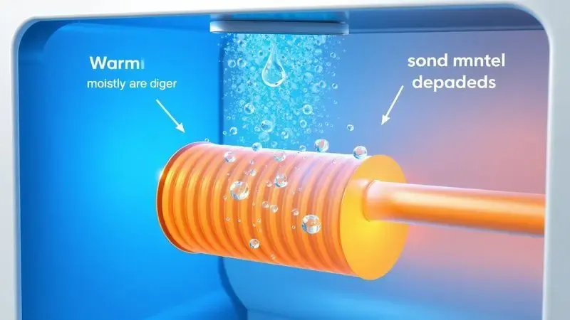 Ilustração do processo de condensação e troca de calor em um sistema de secagem