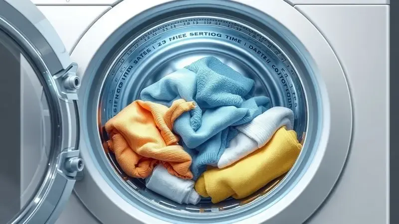 Visualização conceitual do processo manual de molho de roupas em máquina de lavar