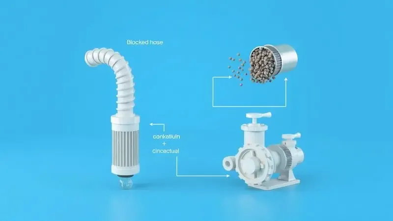 Ilustração conceitual 3D das quatro principais causas de erro de drenagem em máquina de lavar