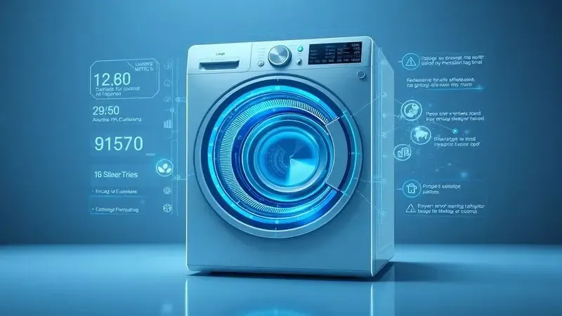Ilustração conceitual de tecnologias avançadas para máquinas de lavar