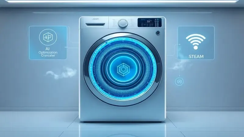 Conceito ilustrado de tecnologias avançadas em lava e seca com IA e conectividade