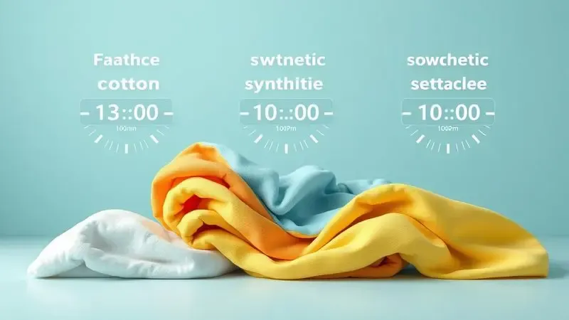 Ilustração conceitual mostrando tempos de molho ideais para diferentes tipos de tecido