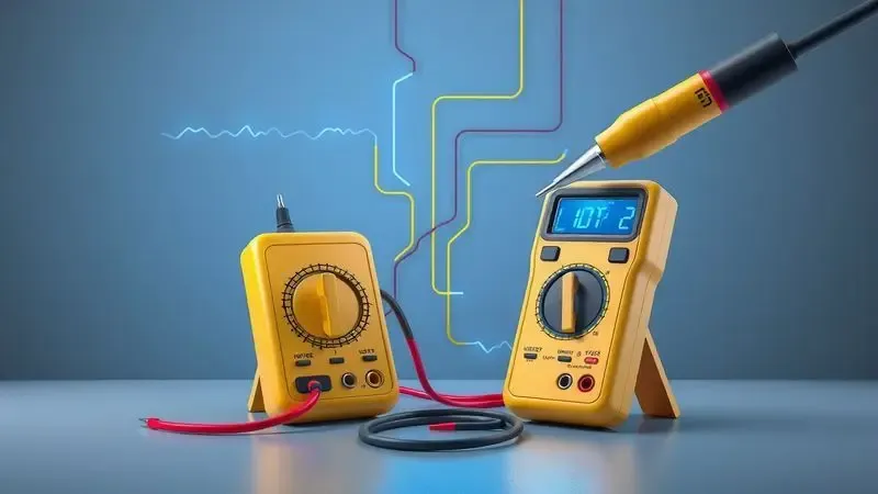 Verificação elétrica conceitual com multímetro para diagnóstico de problemas