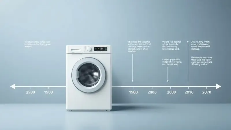 Ilustração conceitual de linha do tempo mostrando durabilidade e vida útil de máquina lava e seca